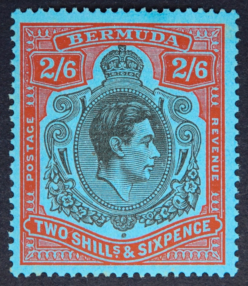 BERMUDA SG117 1938 2/6 Black & Red / Grey-Blue, P14, Unmounted Mint