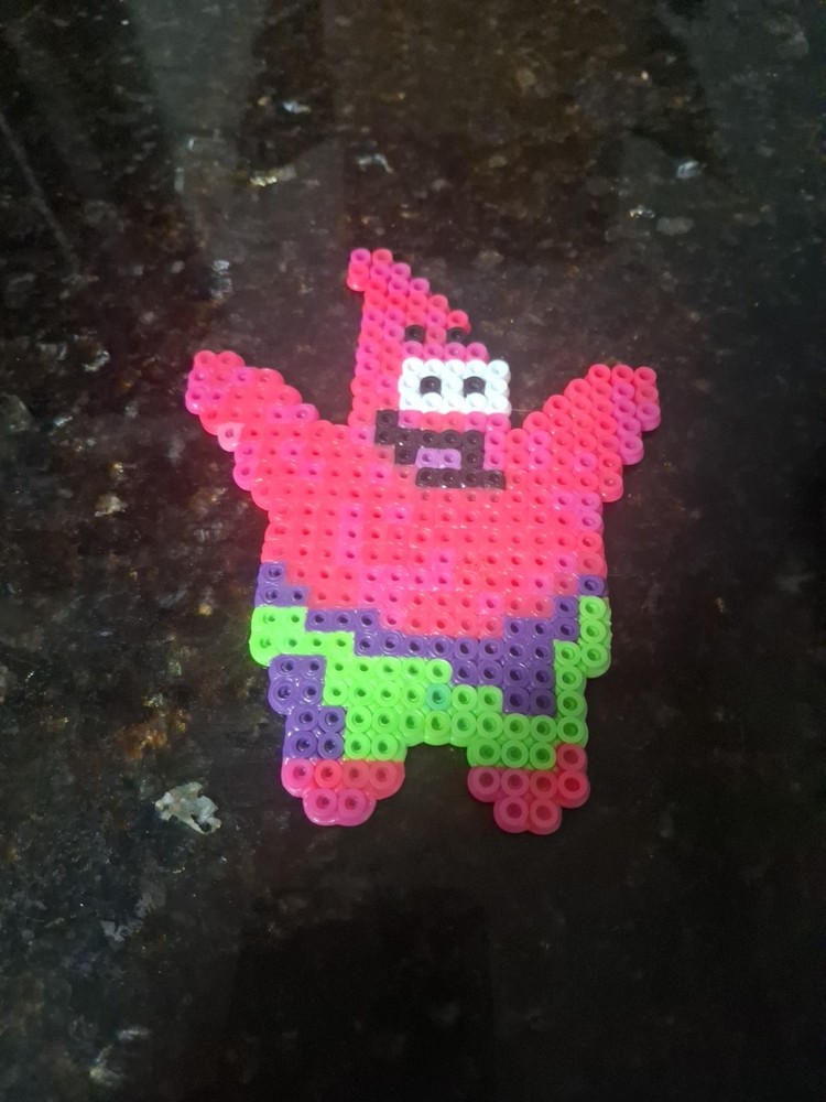 Patrick Star Perler Bead Art Handmade