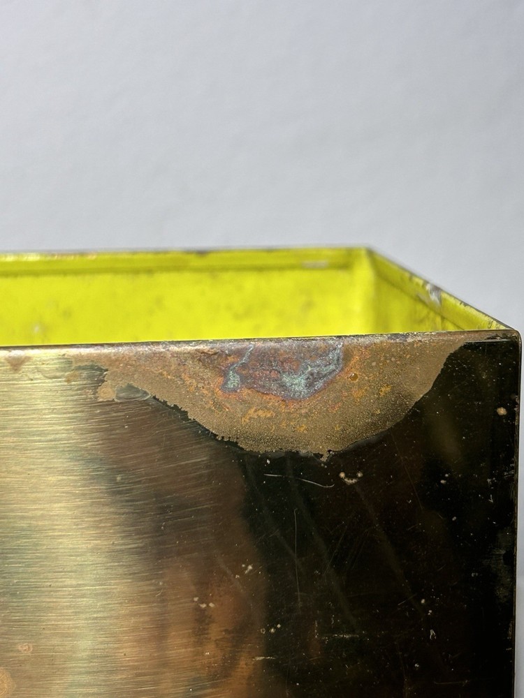 Vintage 12" Rectangular Brass Planter ~ Irving Schwartz "Contempora" Medallion