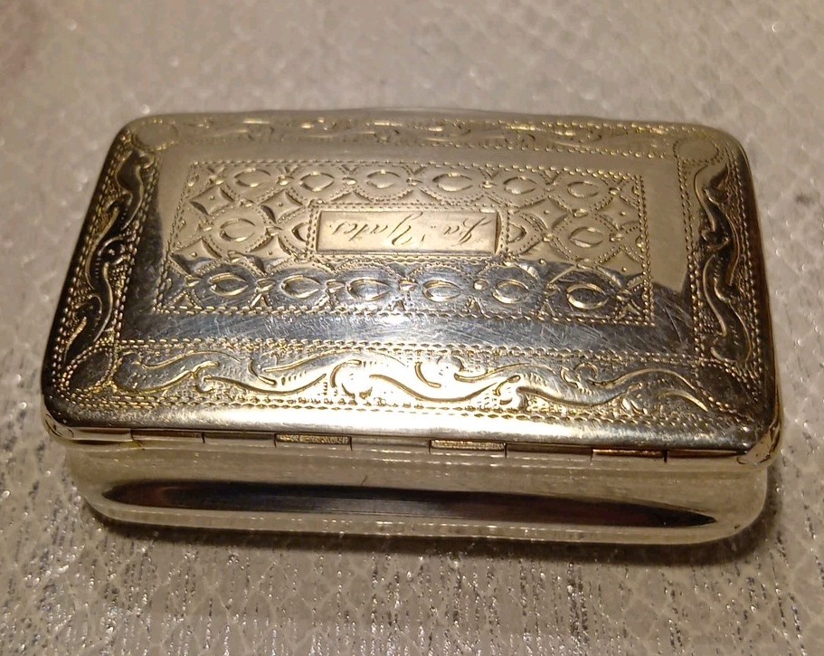 Solid Silver Snuff Box, Nathaniel Mills,18th Century George III. Full Hallmarks.