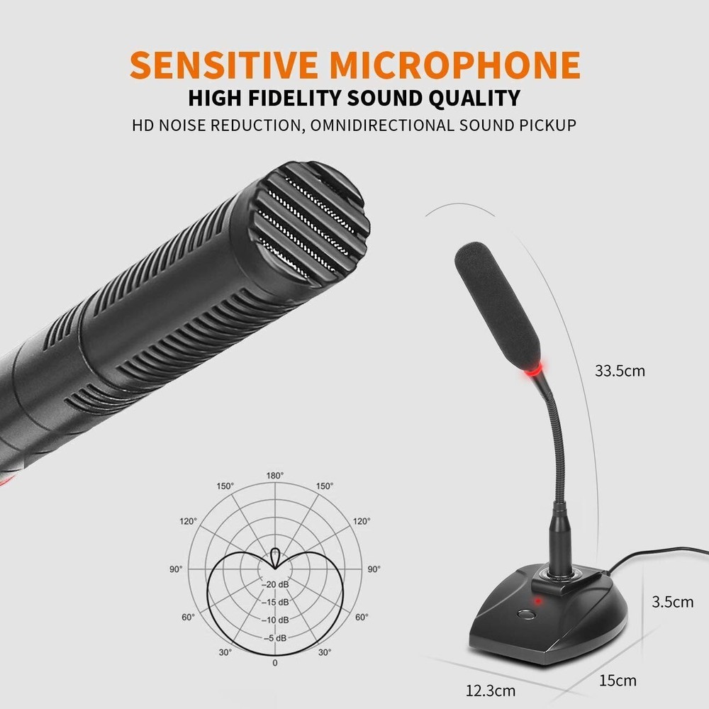 USB Computer Microphone Desktop Condenser Microphone with Monitoring Interface