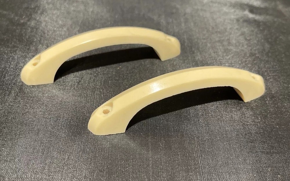 Vintage Plastic Cupboard Drawer Ribbed Pull Handles - New Old Stock X2
