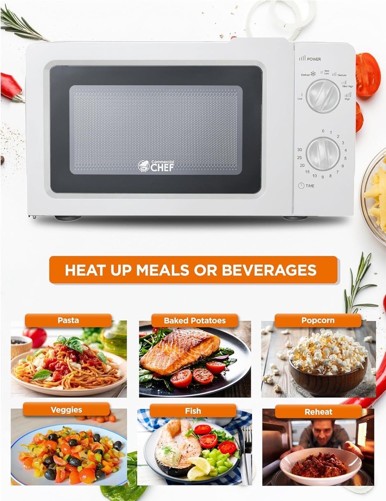 Countertop Microwave with 30 Minute Timer and Mechanical Dial Controls Kitchen