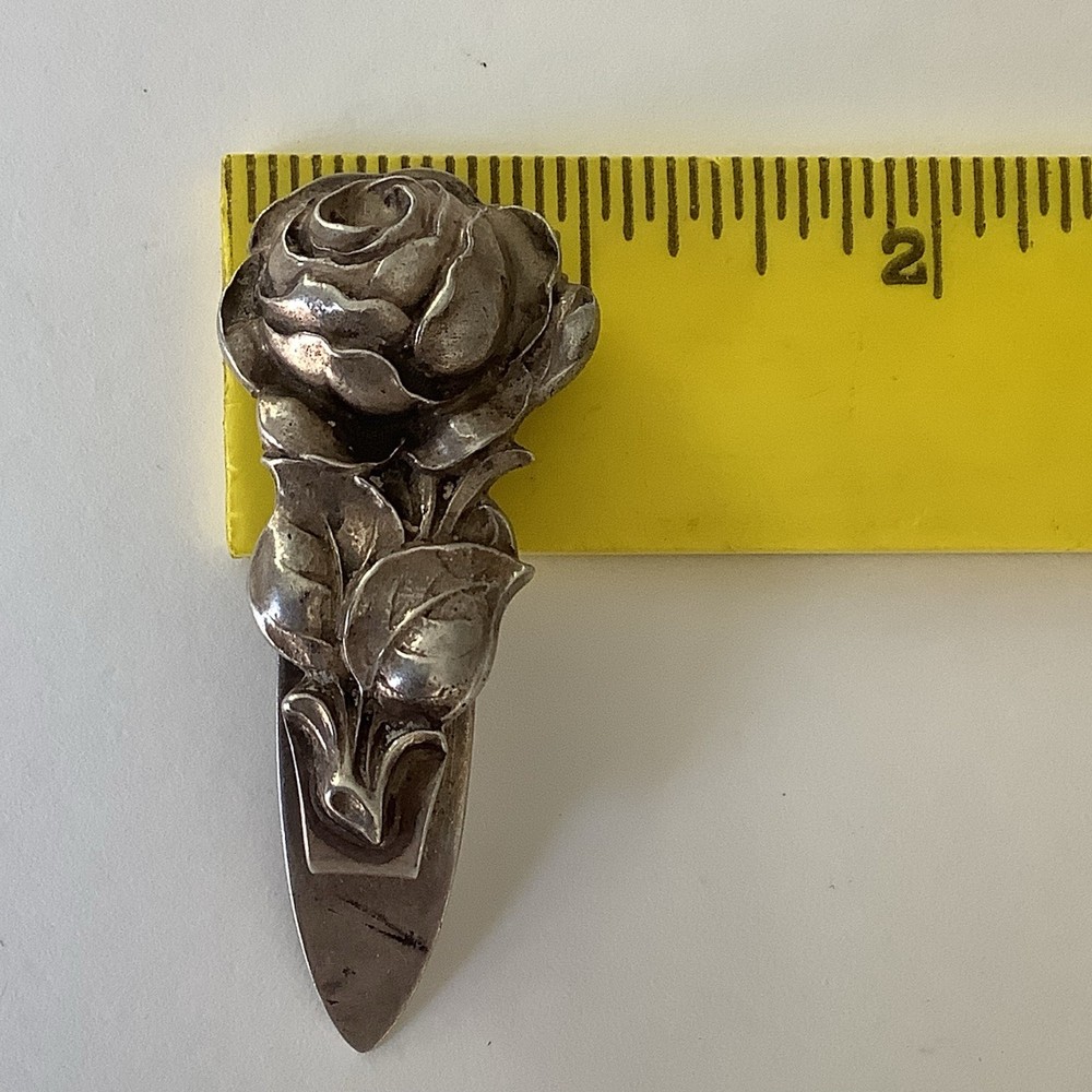 Gorham Antique Sterling Silver Floral Rose Chatelaine Clip