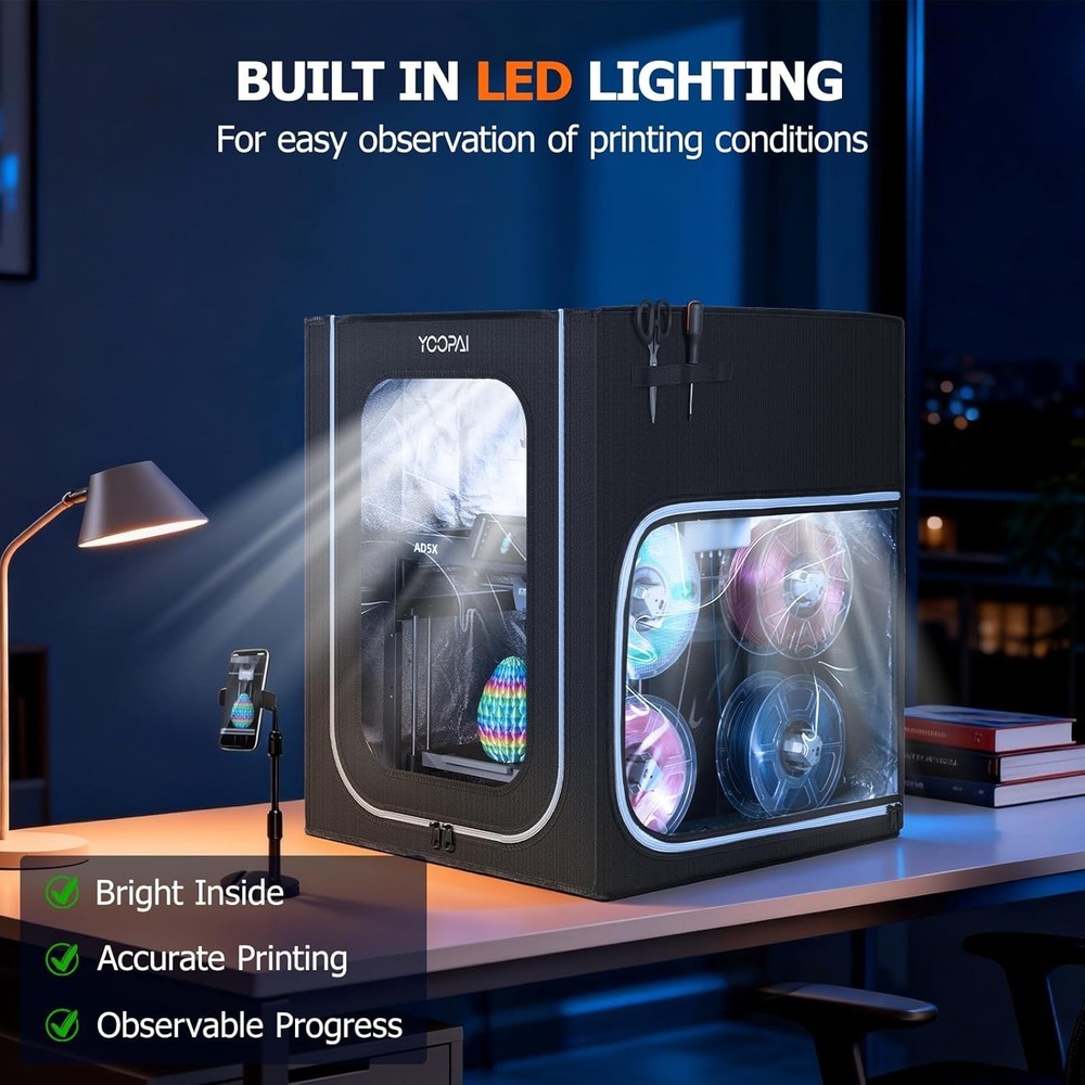 Constant Temperature Protective 3D Printer Cover with LED for AD5X/AD5M Models