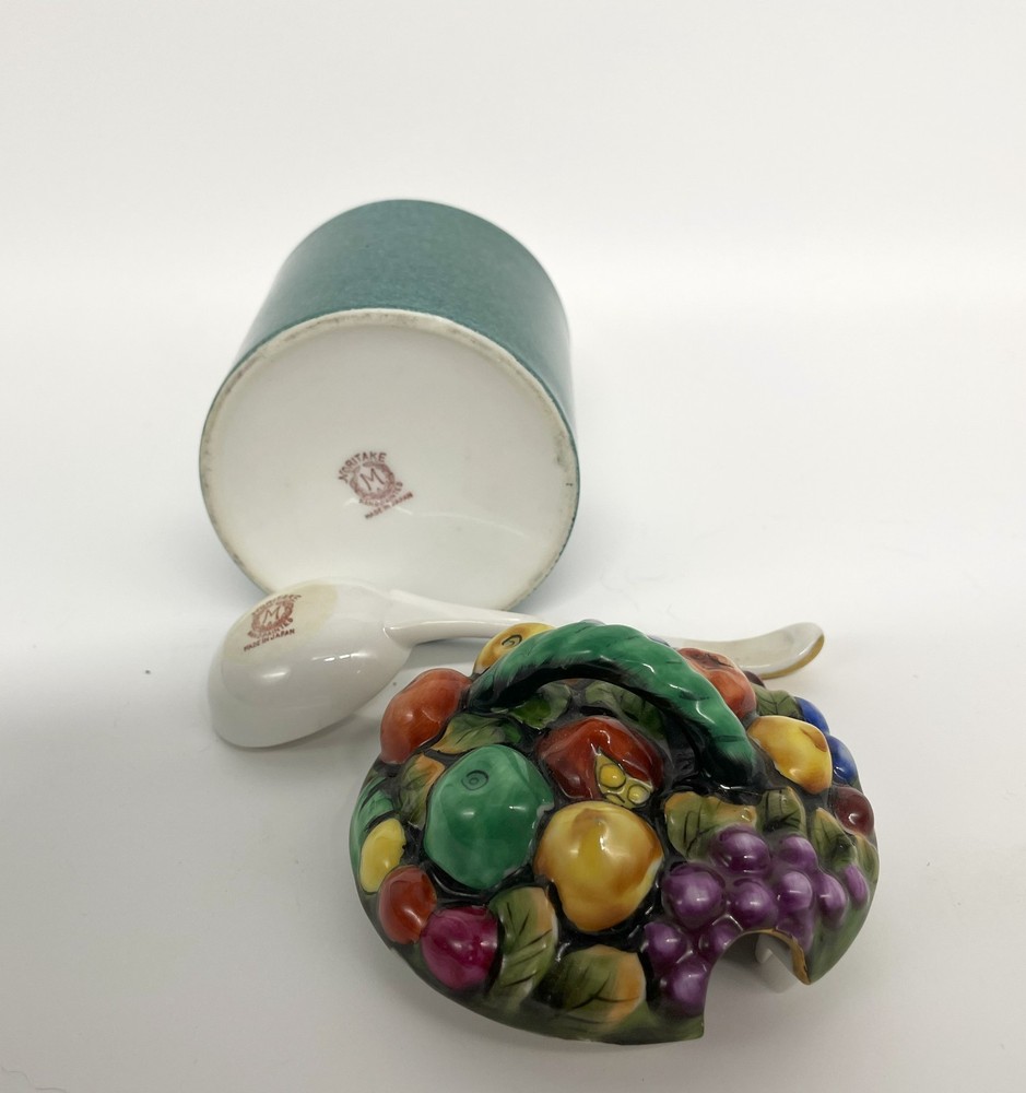 Noritake Deco Era Molded Fruit Jam Jar with Spoon