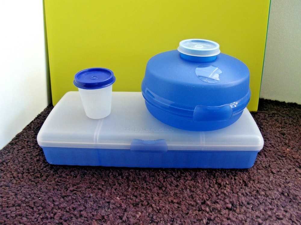 Tupperware Lunch Divider Keeper, Smidget, Bagel & Midget Lot Blue VNC