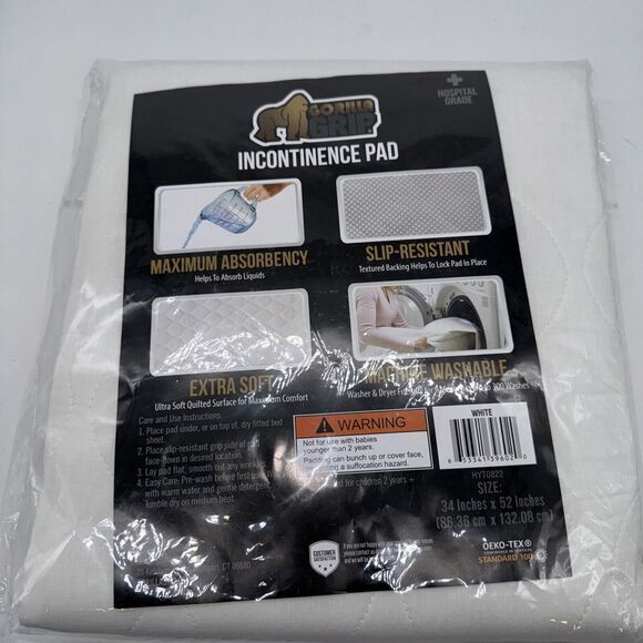 Gorilla Grip Maximum Absorbency Incontinence Pad Machine Washable Slip-Resistant