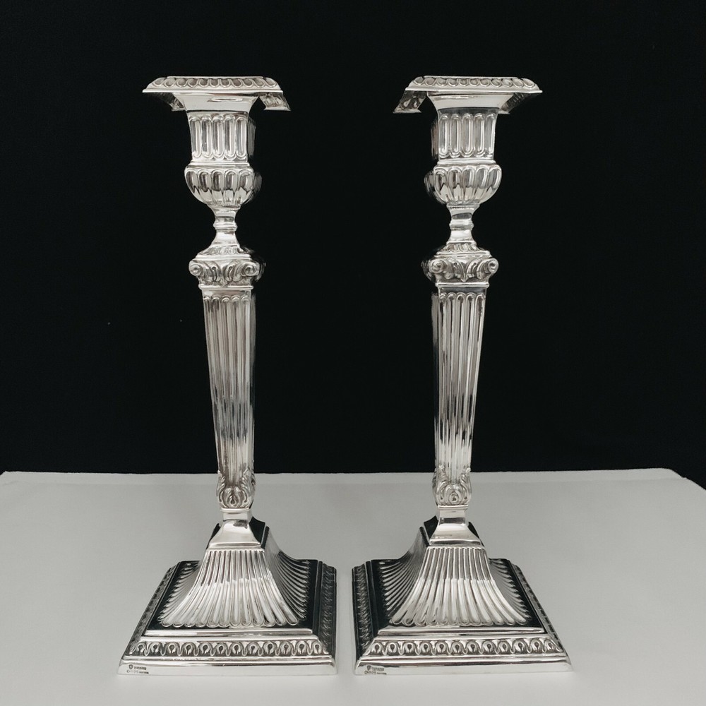 STUNNING SOLID 925 STERLING SILVER PAIR CANDLESTICKS BY TOPAZIO PORTUGAL