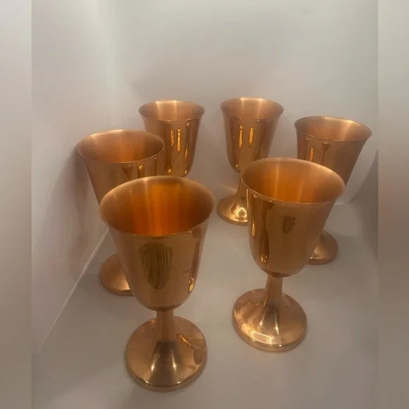 Set of Six Copper Goblets