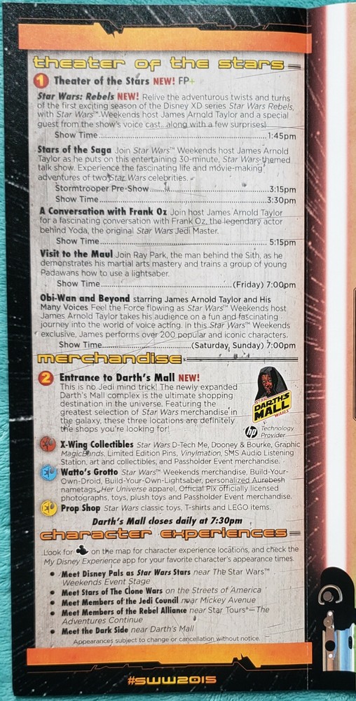 Final Star Wars Weekends June 12th - 14th 2015 Weekend #5 Fold Out Map & Guide