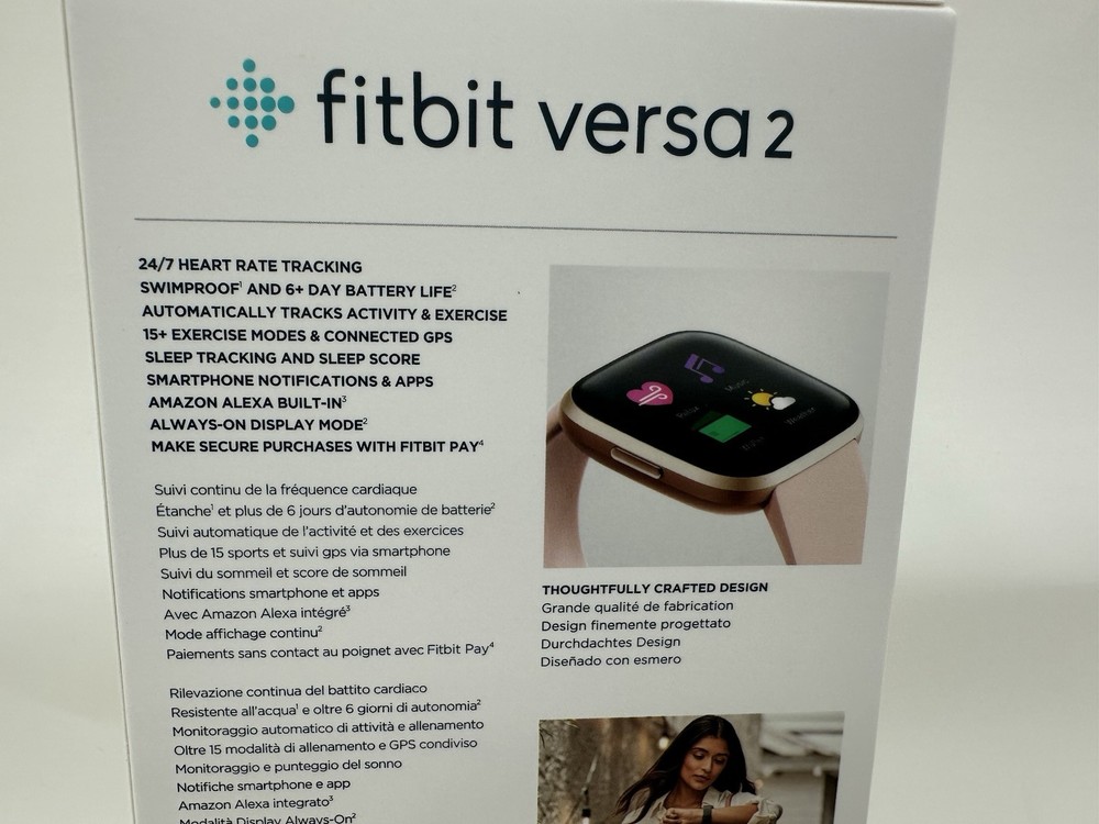 Fitbit Versa 2 Activity Tracker Pink Rose Waterproof Heart Rate Exercise Sleep