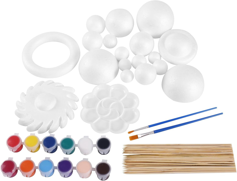 72 Pcs Solar System Model Foam Balls Kit Includes Mixed Sizes Craft Foam Bamboo