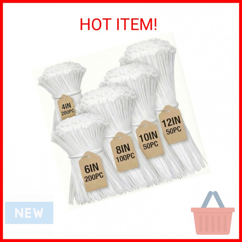 Cable Zip Ties,600 Piece Self-Locking Nylon Cable Ties,Assorted Sizes 4+6+8+10+1