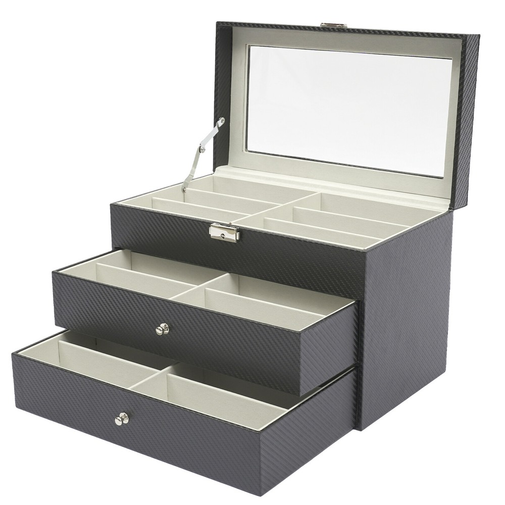 3 Layer Drawer Sunglasses Storage Box 18 Slot Lock Storage Box Storage Case Box