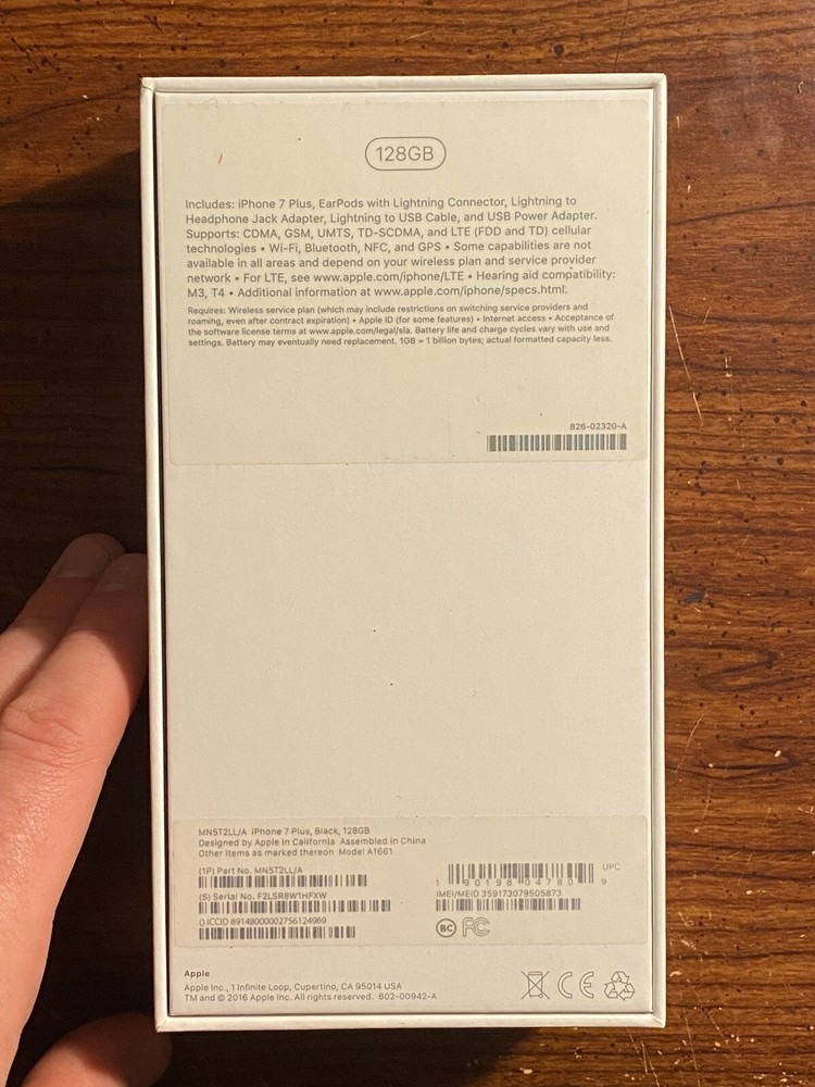 Apple iPhone 7 Plus Empty BOX ONLY Black - No Phone Included