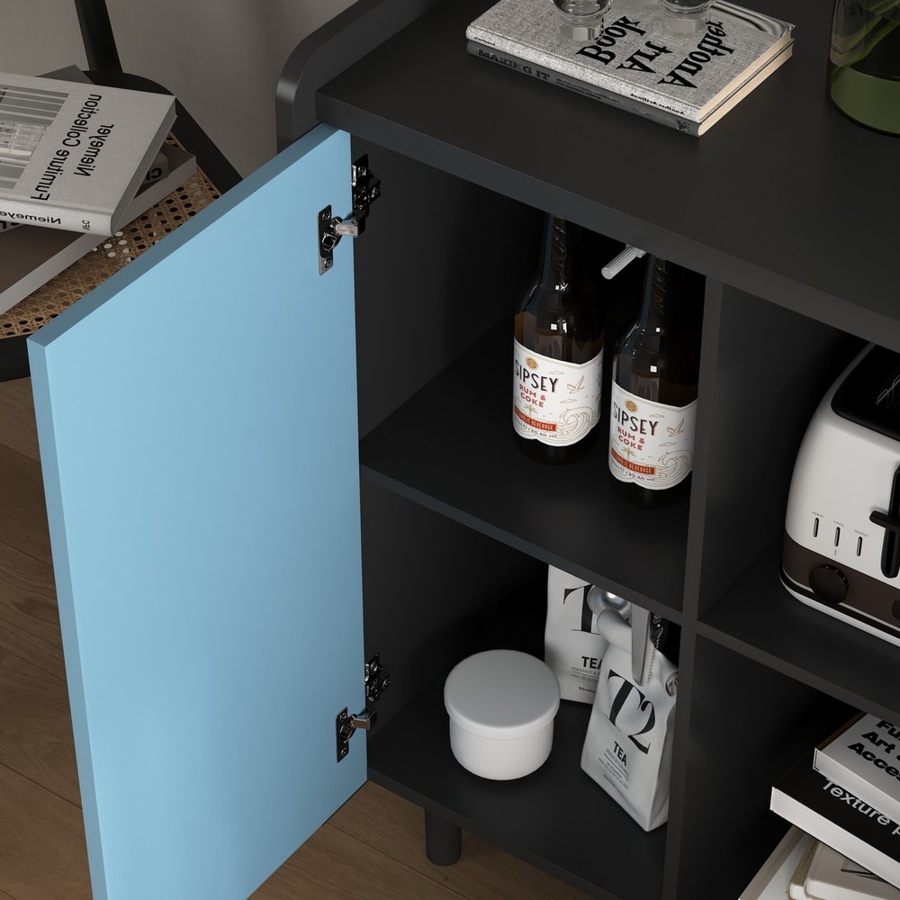 Kitchen Sideboard Accent Buffet Cabinet 2 Drawers Doors Coffee Bar Open Storage