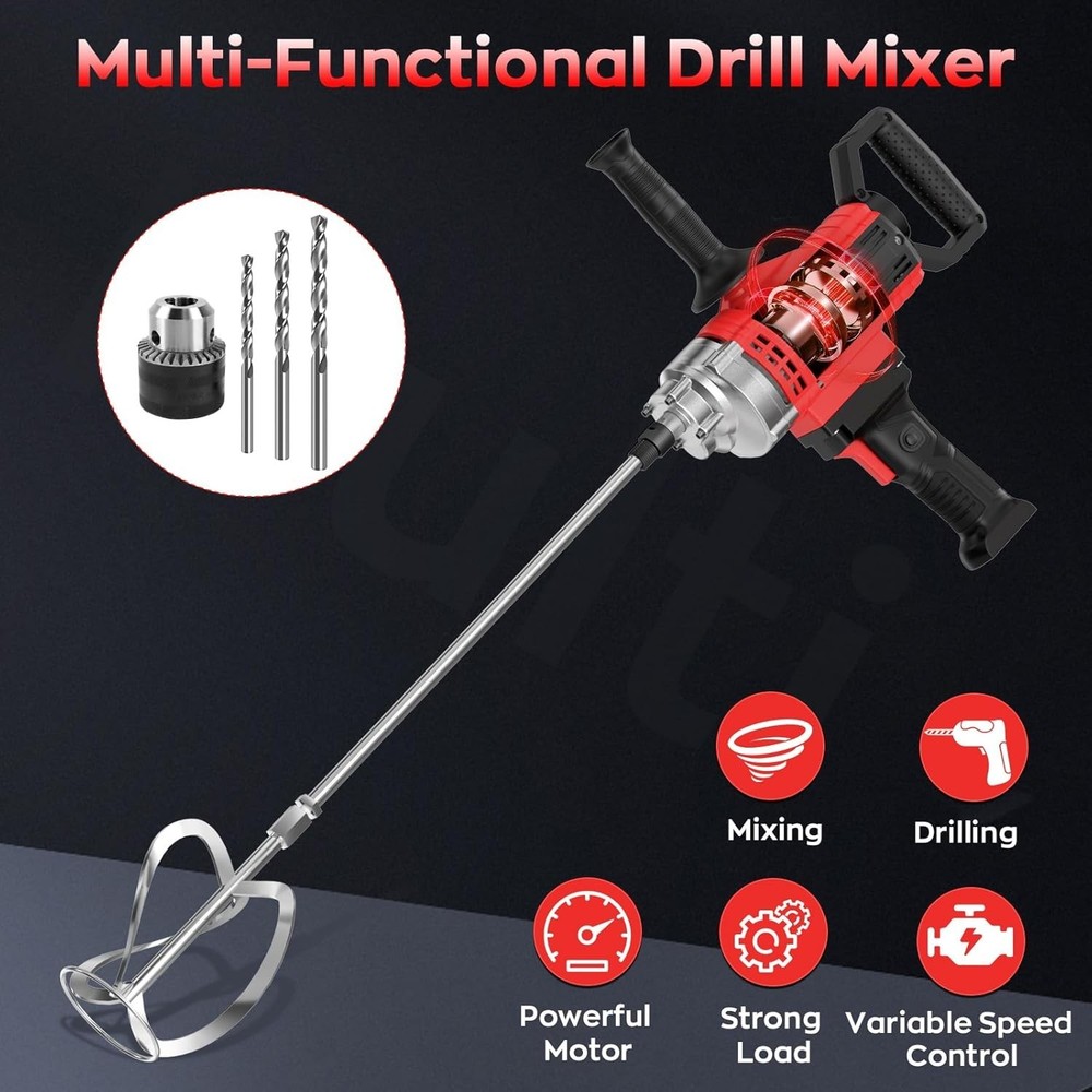 Heavy-Duty 3200W Drill Mixer - Ergonomic Design with Interchangeable Bits