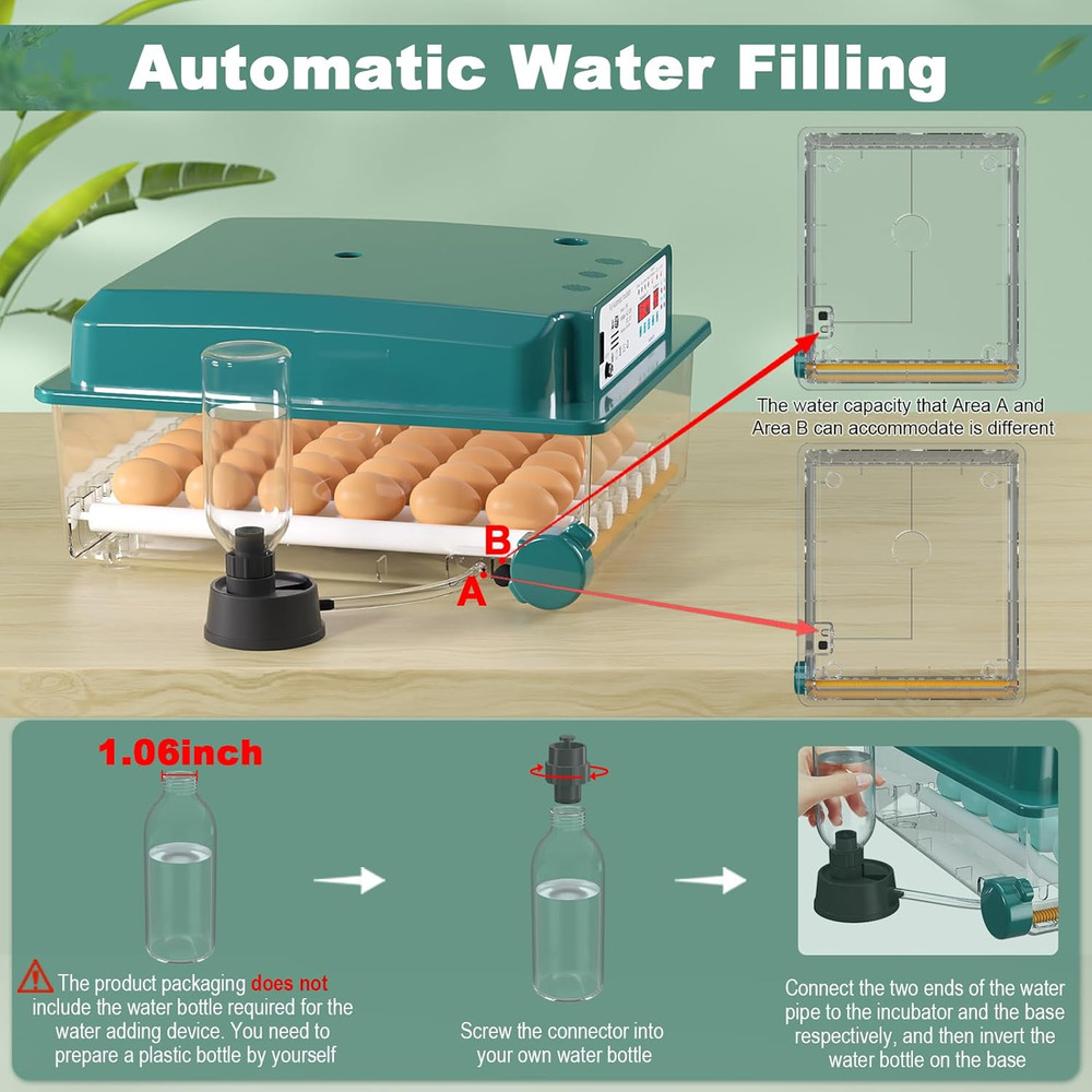 36-Egg Automatic Incubator with Humidity Control and Egg Turning Features