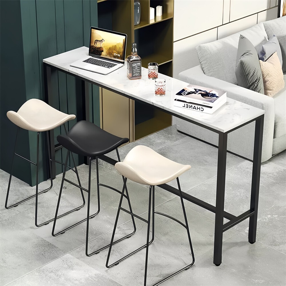 Heavy Duty Marble Bar Table Antirust Dining Console Table for Coffee Workstation