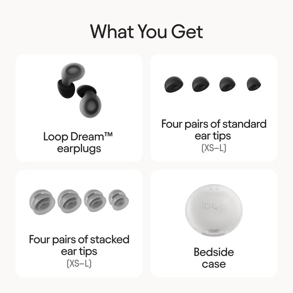 Loop Dream Earplugs for Deep Sleep, Napping and Snoring - Black