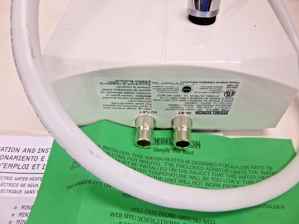 NEW!! STIEBEL ELTRON 4G MINI TANKLESS ELECTRIC WATER HEATER, 240 VAC, SHC-4