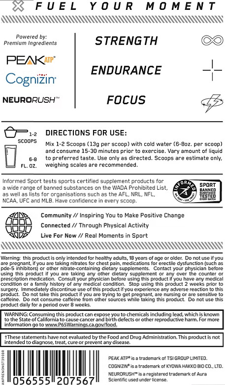 Pre-Workout with Zero Caffeine - Blue Raspberry (13.75 Oz. / 30 Servings)