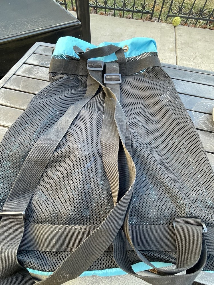 🔥 Large Blue Mesh Drawstring Backpack Rock Climbing Swimming Beach String Bag