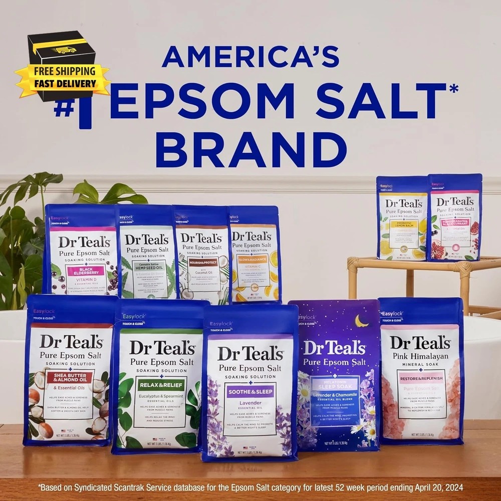 Epsom Salt Soaking Solution, Soothe & Sleep, Lavender, 3Lbs ⭐️⭐️⭐️⭐️⭐️
