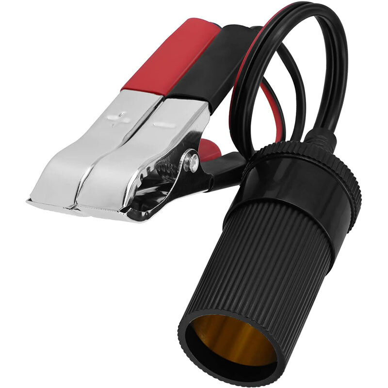 Car Battery Alligator Clamp Cable Clip Cigarette Lighter Adapter Socket 12V Lot