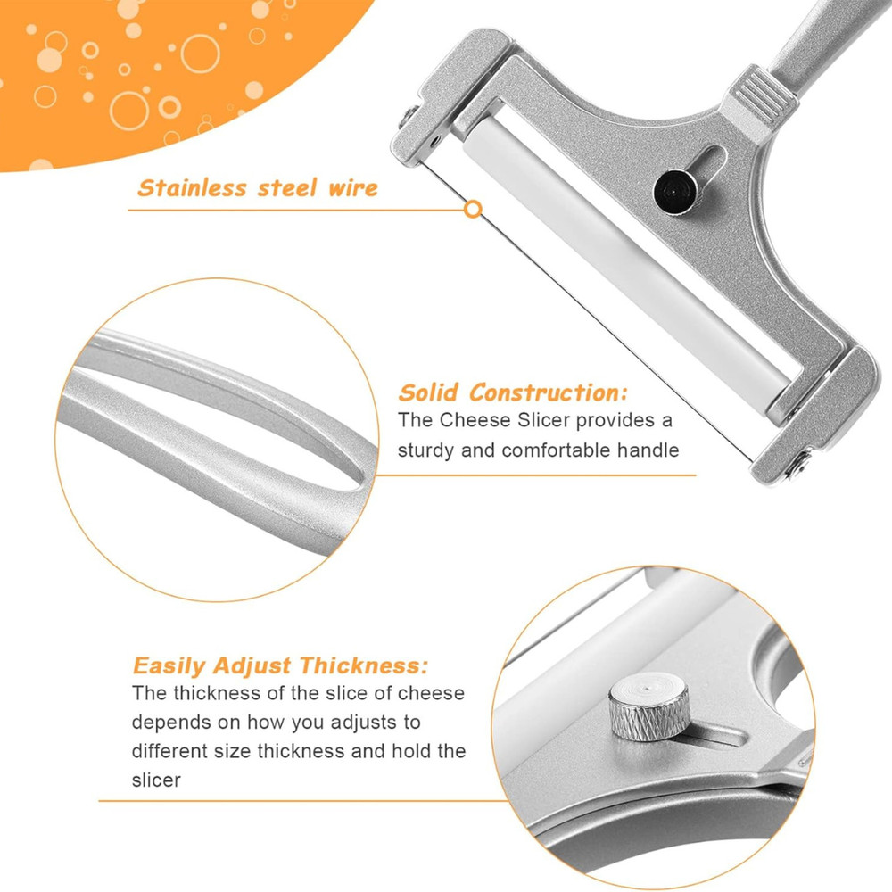 Adjustable Cheese Slicer with 2 Replacement Wires
