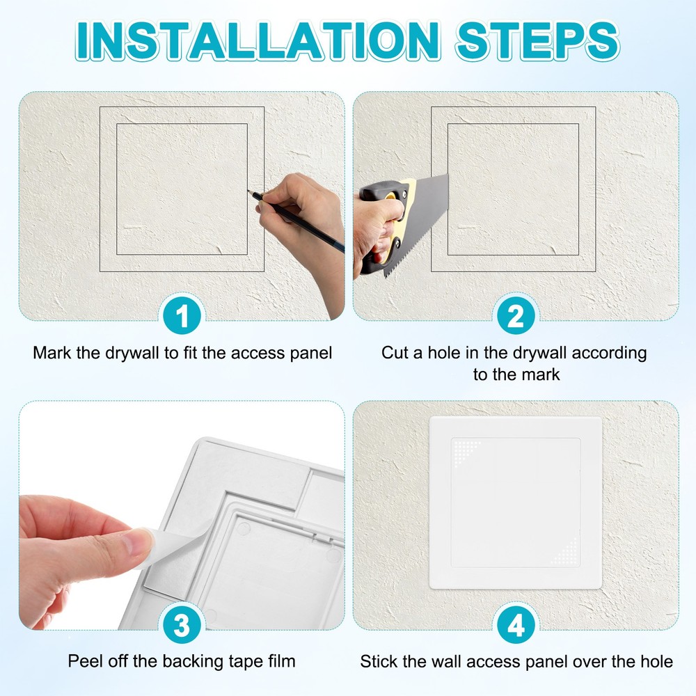 1-Pack Access Panel for Drywall, 6x6" Plastic Removable [White, Vented Square]