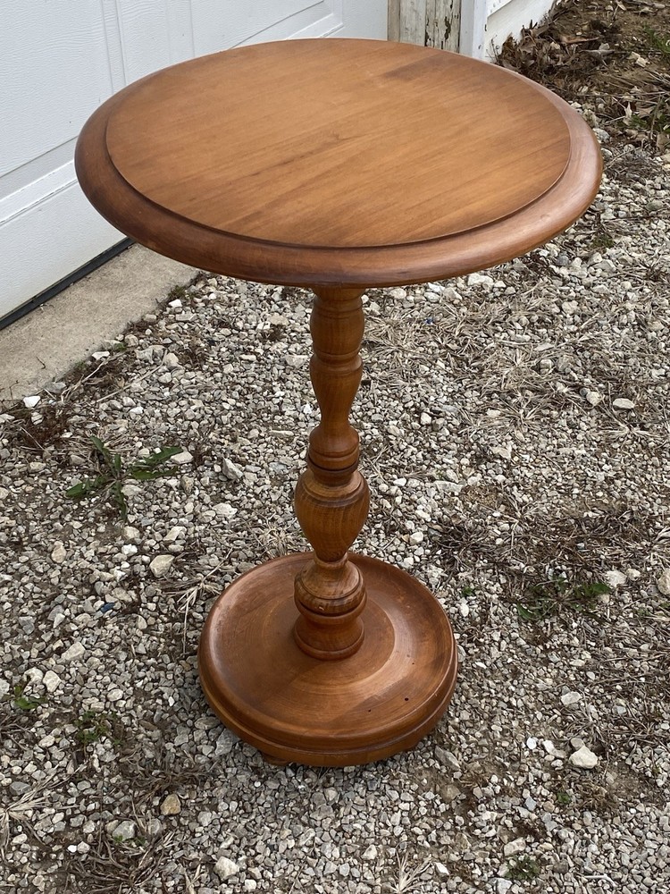 Solid Maple Pedestal Weighted Side Accent Table