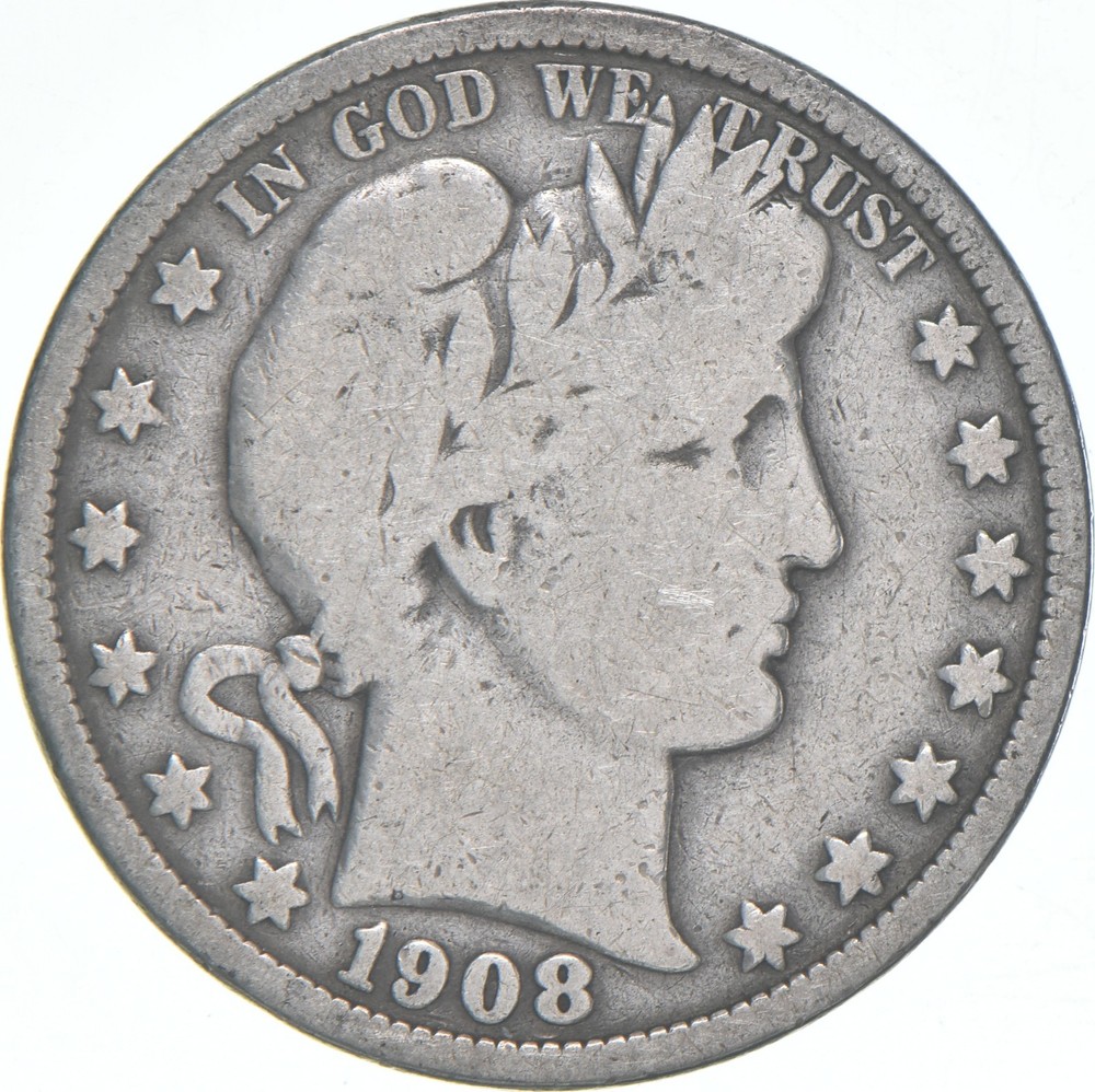 1908-O Barber Half Dollar Average Circ 90% Silver