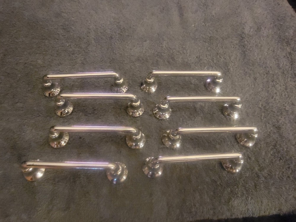 Vintage MCM Chromed Drawer Pulls Set Of 8 3½" Long