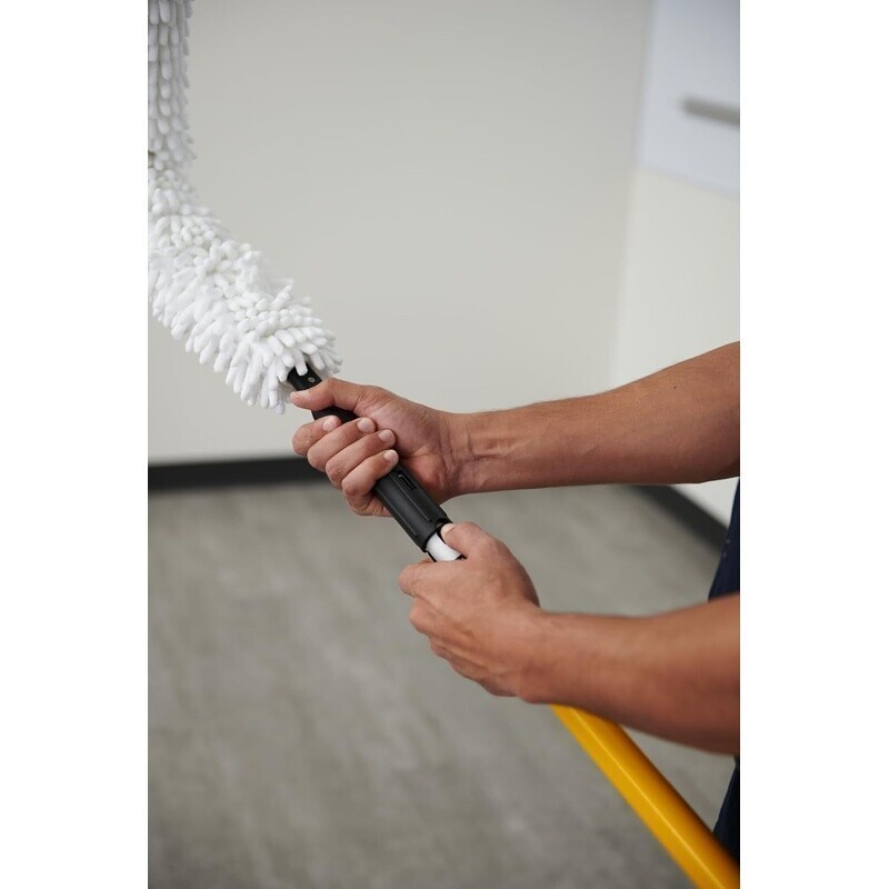 Flexible Microfiber Dusting Wand W/ Quick-Connect Handle Easy Cleaning White New
