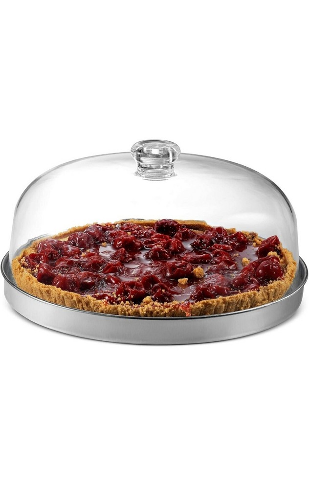 Cake Pie Plate Galvanized Serving Tray with Dome Godinger