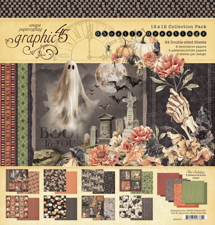 GRAPHIC 45 *GHOSTLY GREETINGS* COLLECTION BUNDLE ~ FALL HALLOWEEN *SHIPS FREE*