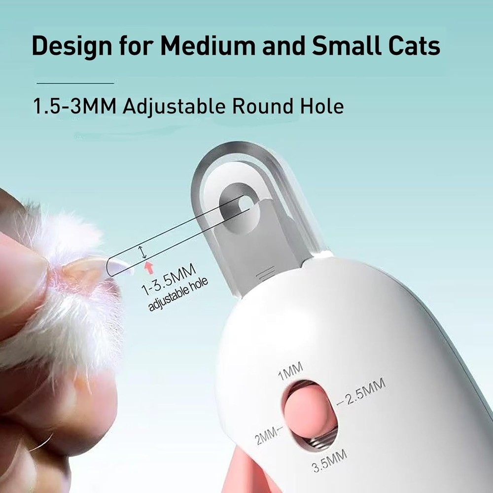 Cat Nail Trimmer with Clipping Debris Storage, Adjustable Size