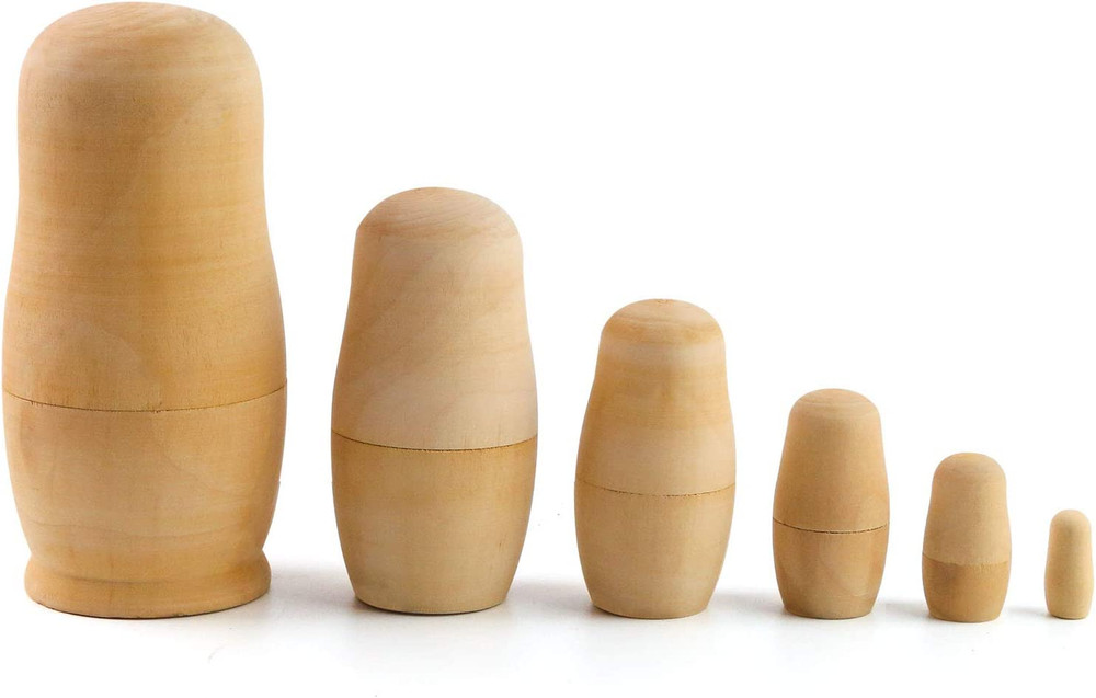 6 Set Plain Nesting Dolls DIY Kids Blank Nesting Dolls Unpainted