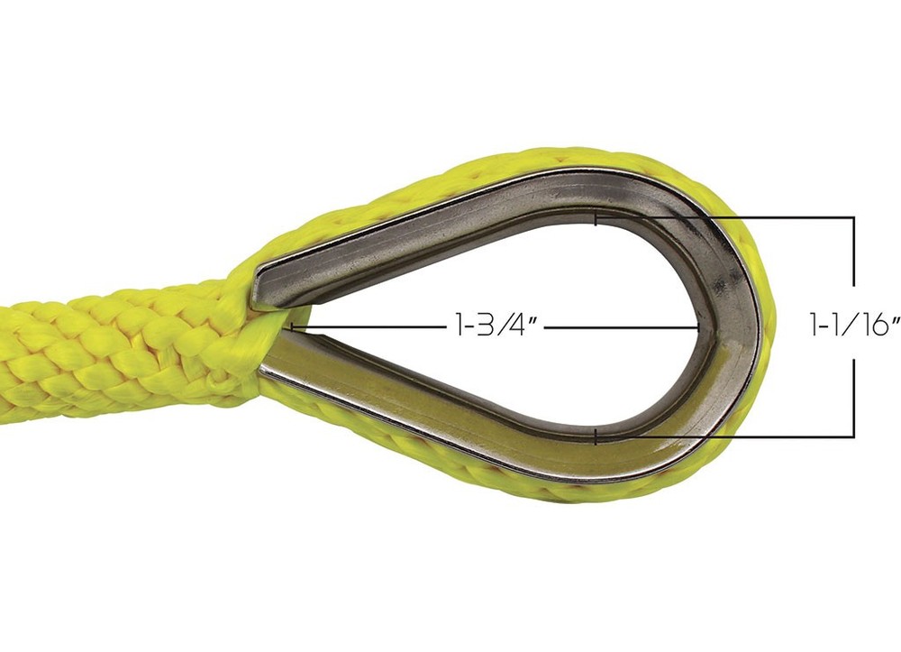 Extreme Max 3006.2659 BoatTector Solid Braid MFP Anchor Line/Thm 3/8x100' Yellow