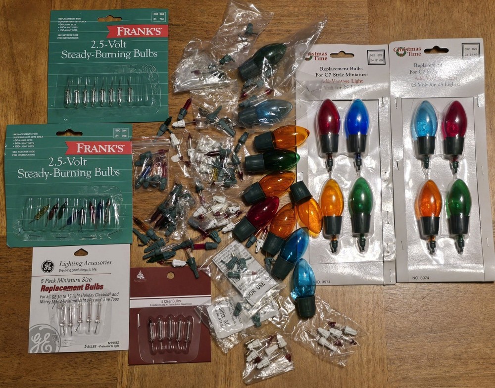 Lot Vintage Mini Replacement  Christmas String Lights Push In 2.5 Volt 12 Volt +
