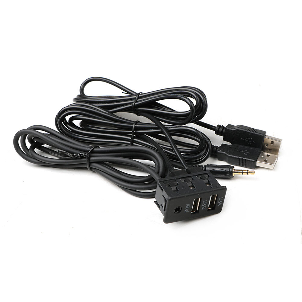 US Car Dash Flush Mount AUX USB Port 1.5M Panel Dual USB Extension Cable Adapter