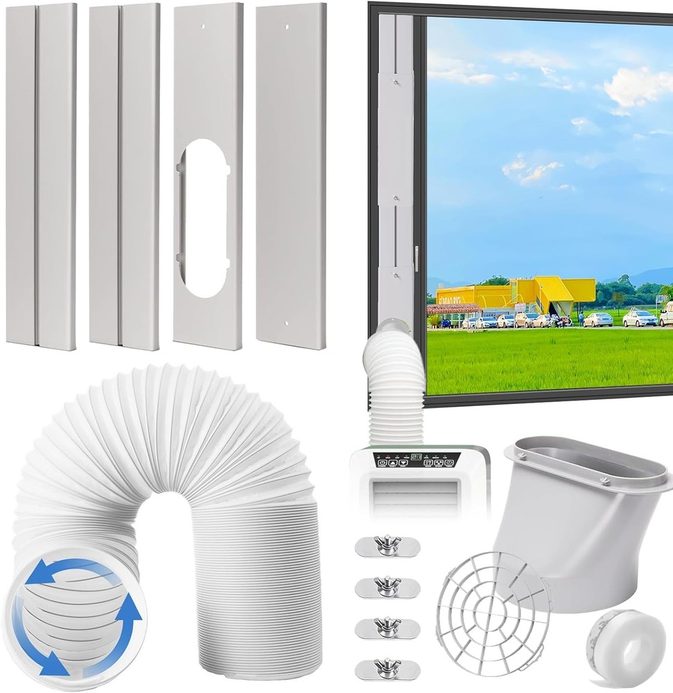 Portable AC Window Vent Kit, Adjustable Vertical/Horizontal Sliding Window Kit