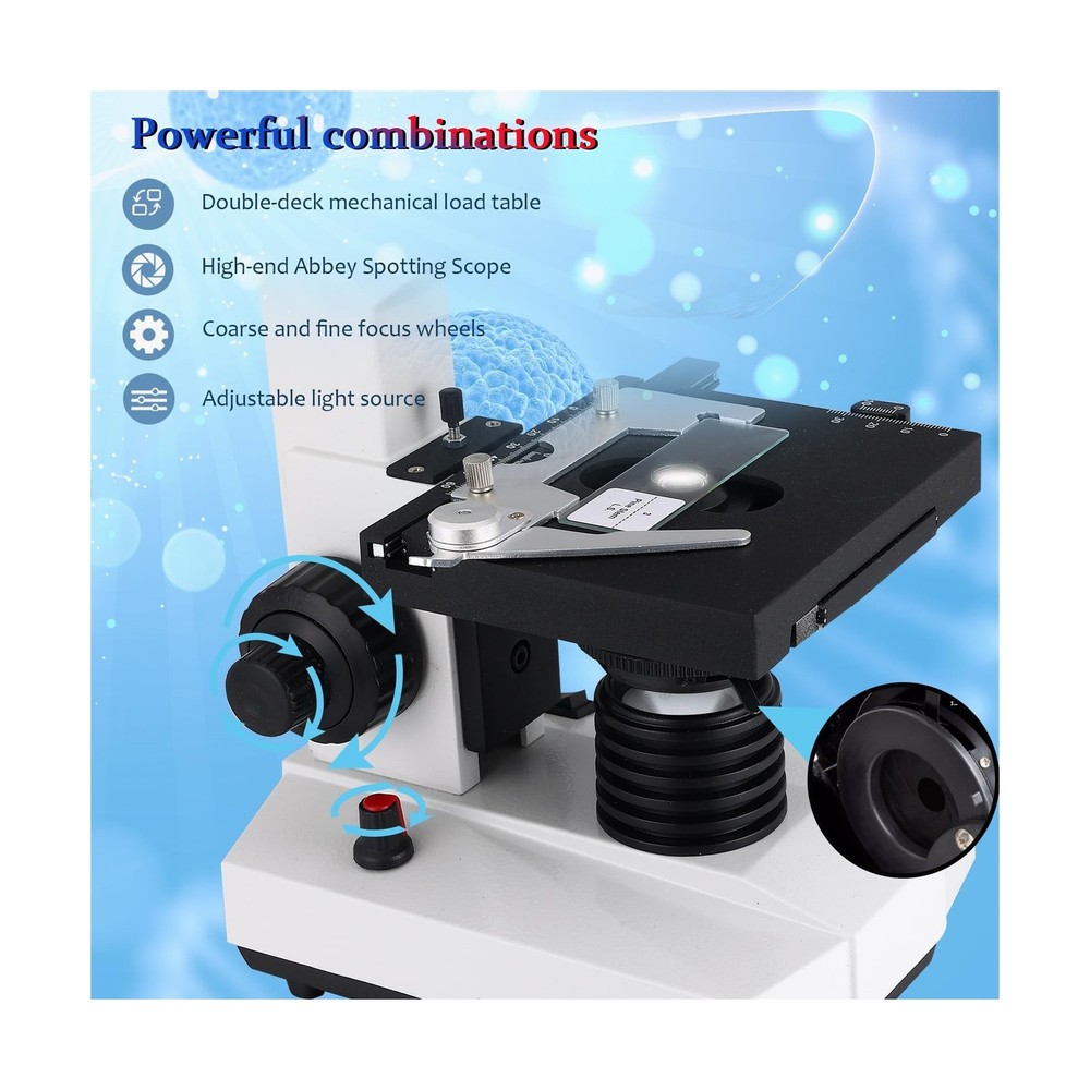 Compound Trinocular Microscope, 40X-5000X Magnification, Research Grade Profe...