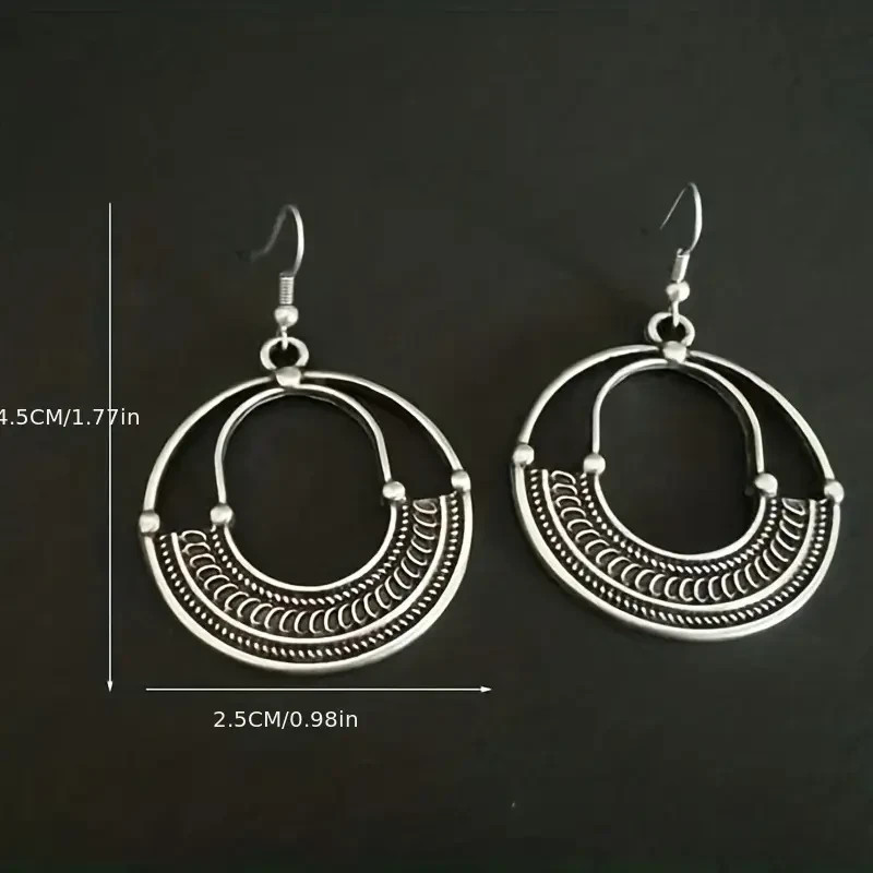 RETRO ROUND BOHO HOLLOW CREATIVE PATTERN SIMPLE EARRINGS