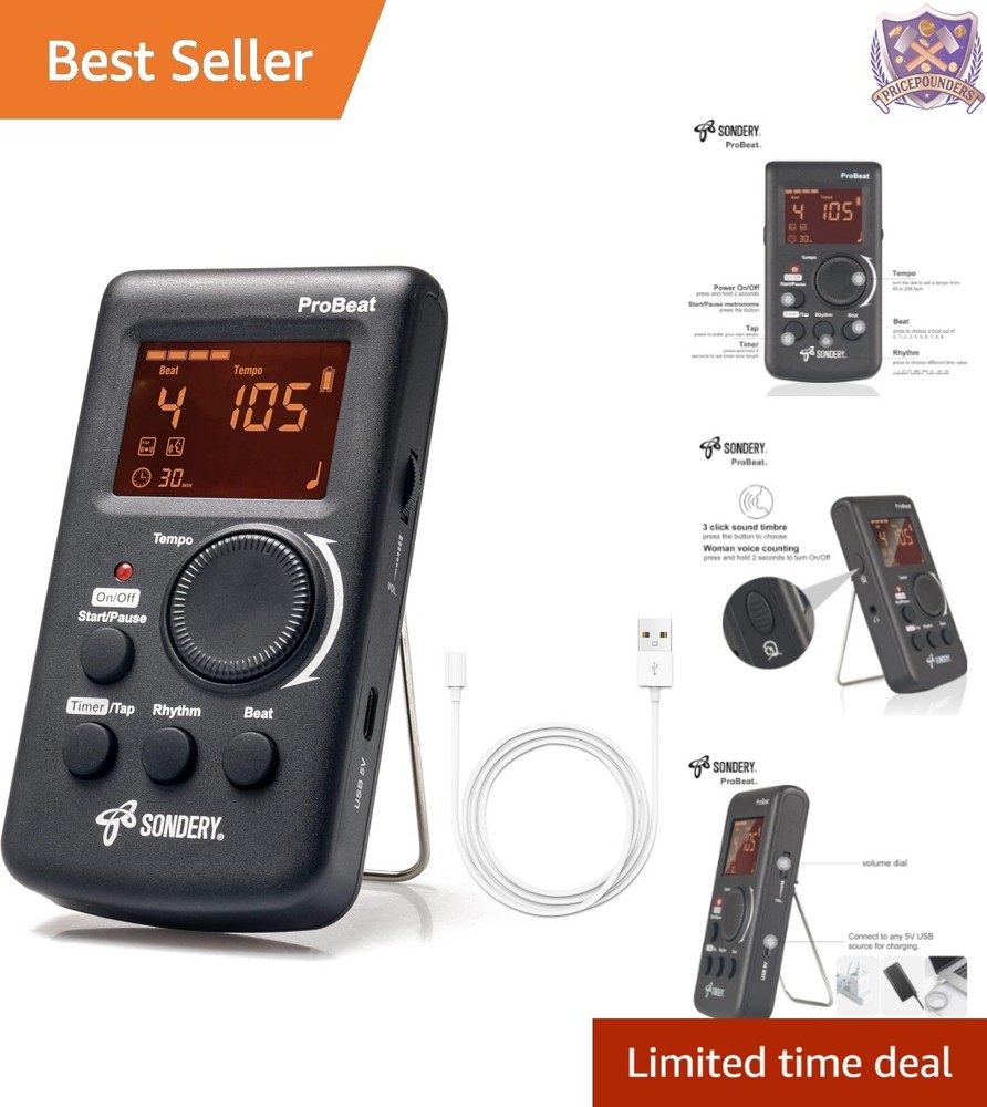 Versatile Digital Metronome with 10 Beat Patterns and USB Rechargeable Feature