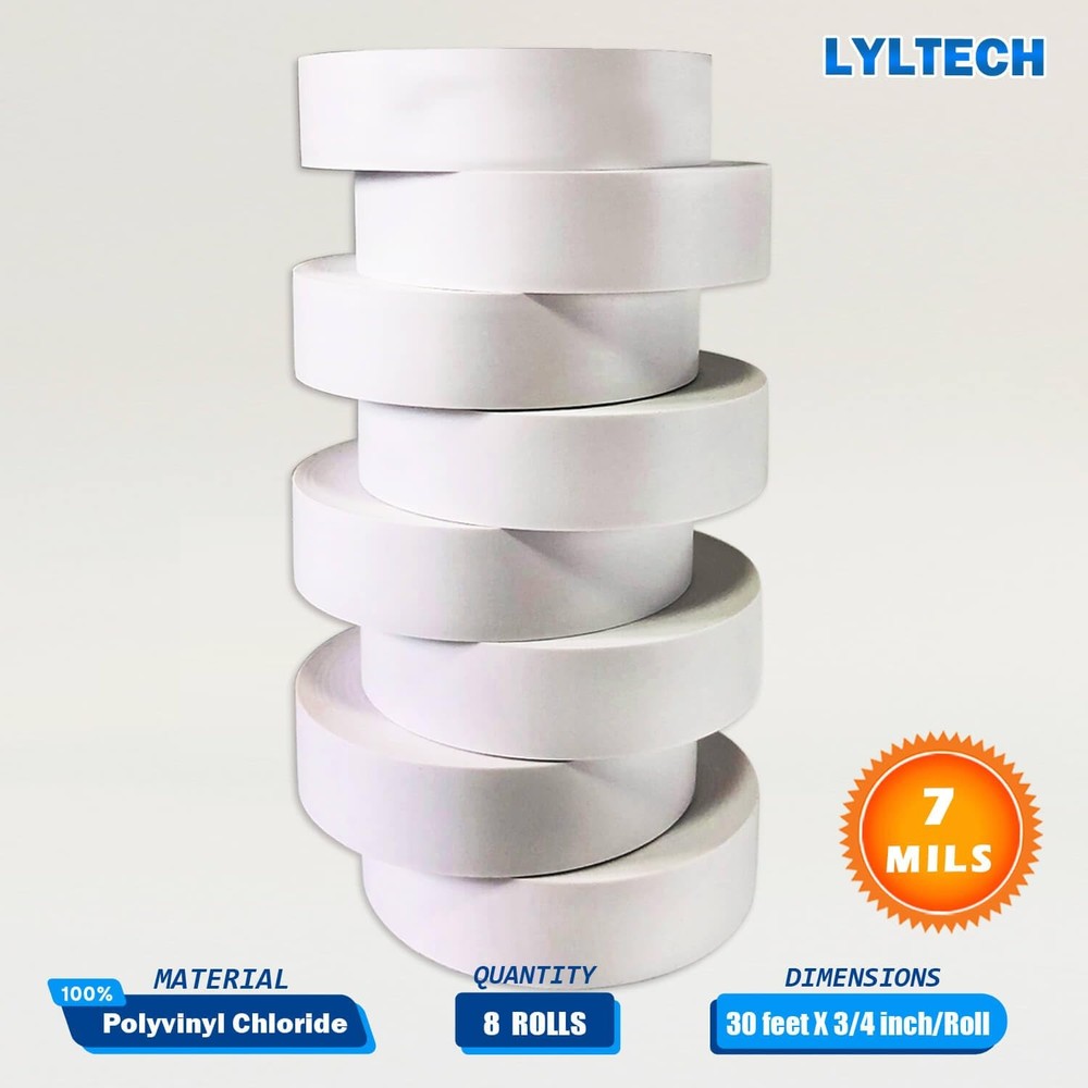 LYLTECH White Electrical Tape 8Rolls, 7mils x 3/4 in x 30 ft, Flame
