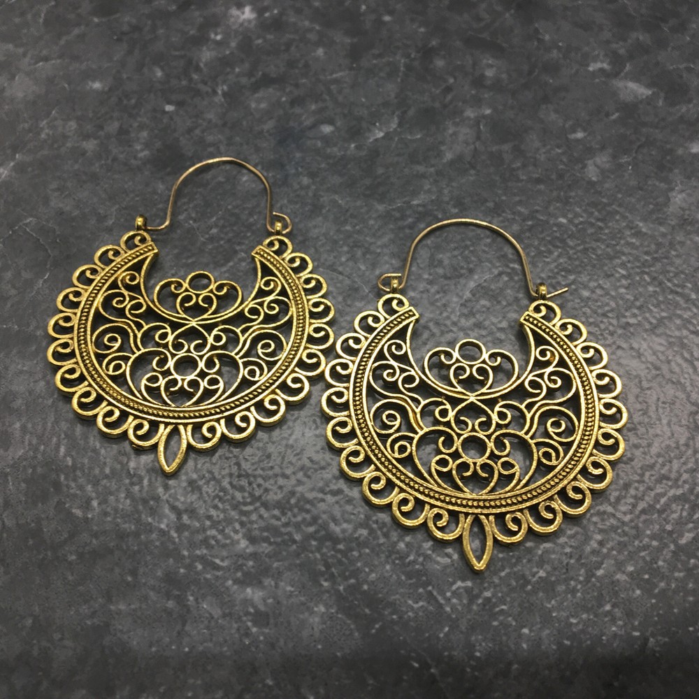 2” Bronze-tone Earring Boho Bead Set Dangle Drop Hook New Free Ship 5154