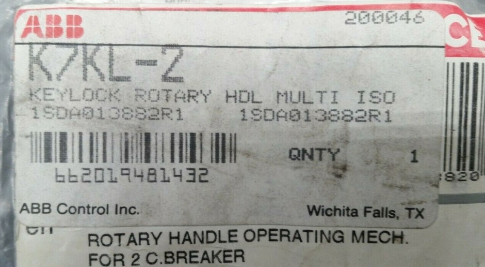 ABB K7KL-2 Keylock Rotary HDL Multi ISO